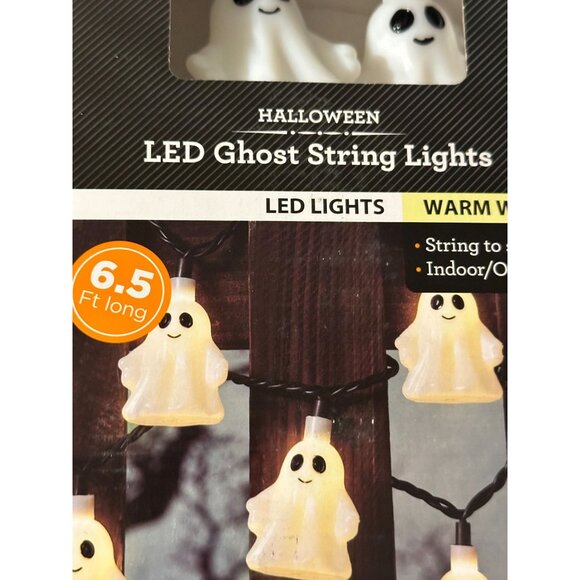 Celebrate Halloween LED Ghost String Lights 6.5 Ft Warm White Indoor/Outdoor - Picture 2 of 4